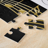 パズル白と黒の金ゴールドミュージックノート ジグソーパズル (側面)