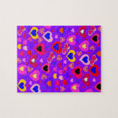 パズル紫カラフルハート ジグソーパズル (横)