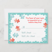 パズル結婚式RSVPカードの完了 出欠カード (正面)