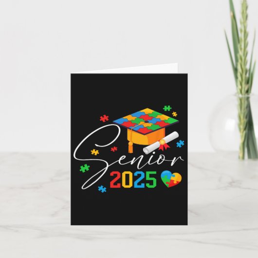 パズル自閉症シニア2025自閉症の卒業生 カード (正面)