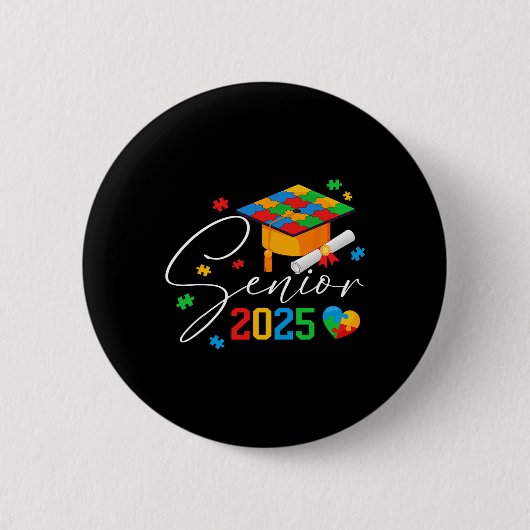 パズル自閉症シニア2025自閉症の卒業生 缶バッジ (正面)