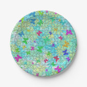 パズル蝶とデイジー – バイカラフルセヤラー ペーパープレート (正面)