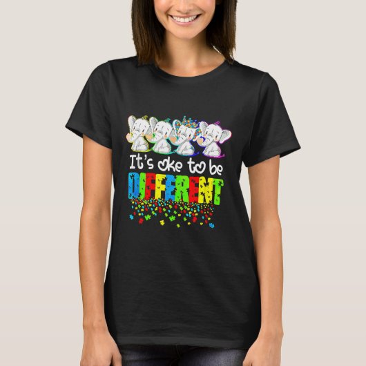 パズル象違う自閉症Awa Tシャツ (正面)