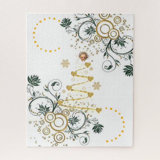 パズル金ゴールドベビーエンジェルフラワーズフローラ ジグソーパズル (縦)