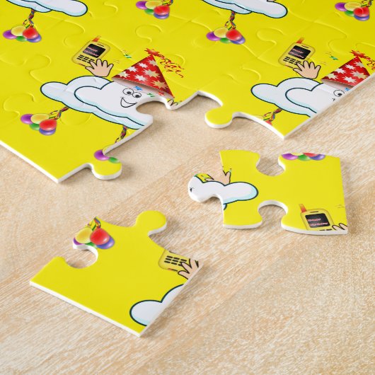 パズル類別色イエローIPhone文字クラウド ジグソーパズル (側面)