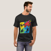 パズル馬術サポート自閉症啓発男性Wom Tシャツ (正面フル)