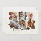 パズル6ベビー写真コラージュ出生情報 案内状 (正面)