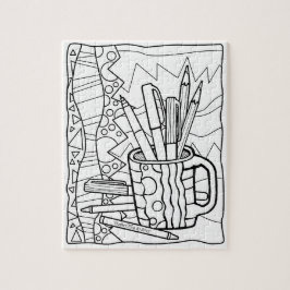 パズル-コップを着色のデザインの完全着色します ジグソーパズル