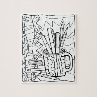 パズル-コップを着色のデザインの完全着色します ジグソーパズル