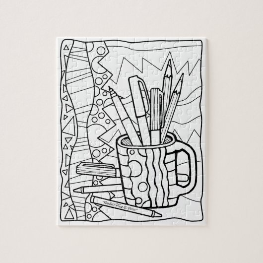 パズル-コップを着色のデザインの完全着色します ジグソーパズル (縦)