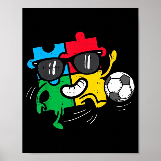 パズル サッカー 自閉症啓発 スポーツ 少年 ポスター (正面)