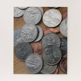 パズル – テーブル上のUSコイン