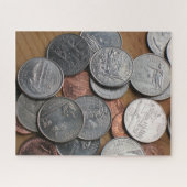 パズル – テーブル上のUSコイン (横)