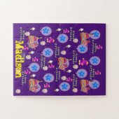 パズル、ハッピーファイブ誕生日、#5誕生日紫 ジグソーパズル (横)