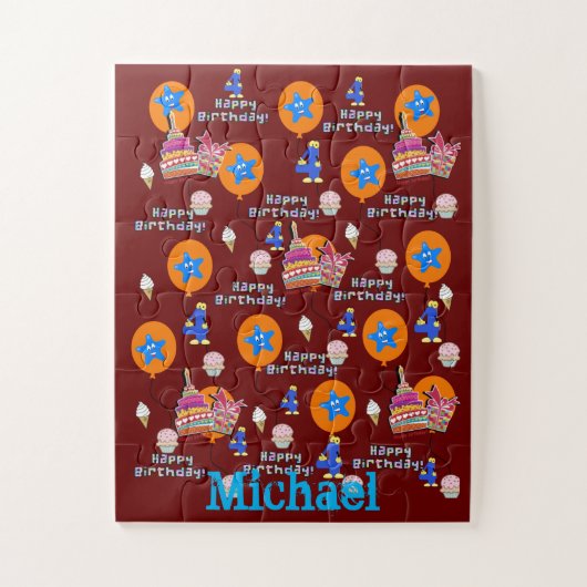 パズル,ハッピー4th誕生日, #4誕生日ダークレ ジグソーパズル (縦)