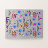 パズル、ハッピー5誕生日、#5グレー ジグソーパズル (横)