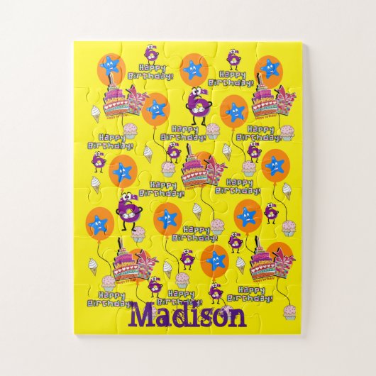 パズル、ハッピー6誕生日、#6誕生日黄 ジグソーパズル (縦)