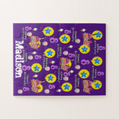 パズル、ハッピー8誕生日、#8誕生日紫 ジグソーパズル (横)