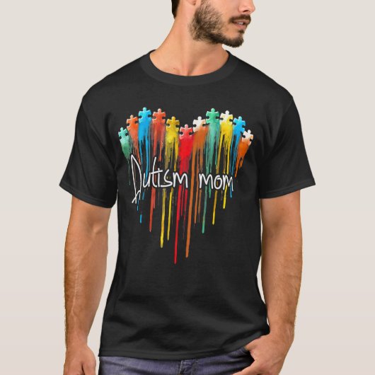 パズル ハート 愛 自閉症 認識向上 教師 親 Tシャツ (正面)
