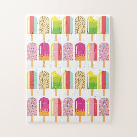 パズル – ピンク、緑、黄色のアイスロリー (縦)