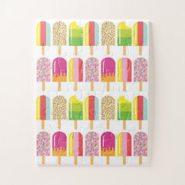 パズル - ピンク、緑、黄色の氷棒