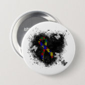 パズル リボン グランジ ハート 缶バッジ (正面&裏面)