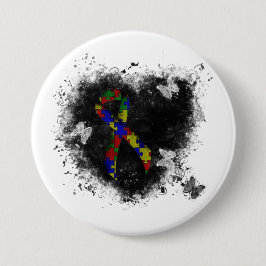 パズル リボン グランジ ハート 缶バッジ