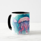 パズル – 水彩シリーズ：クラゲ開花 マグカップ (正面左)