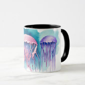 パズル – 水彩シリーズ：クラゲ開花 マグカップ (正面右)