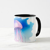 パズル – 水彩シリーズ：クラゲ マグカップ (正面右)