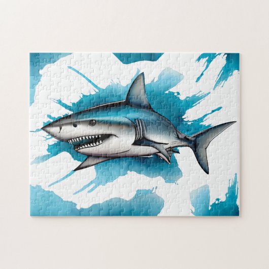パズル – 水彩シリーズ：シャーク (横)