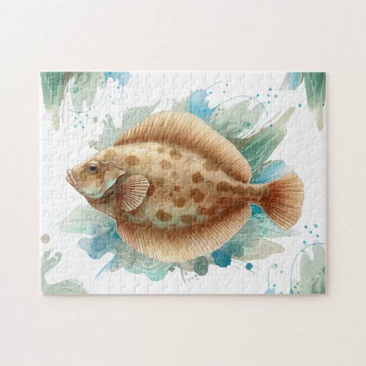 パズル – 水彩シリーズ：ヒラメ/ヒラメ (横)