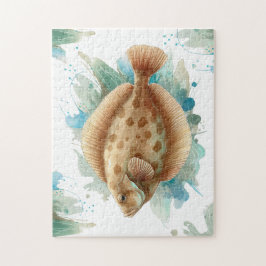 パズル – 水彩シリーズ：ヒラメ/ヒラメ