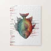 パズル – 水彩シリーズ：ピラニア (縦)