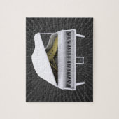 パズル: 白いグランドピアノ ジグソーパズル (縦)