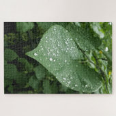 パズル（緑葉と雨粒） ジグソーパズル (横)