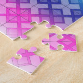 パズル – 虹の背景の上に織り格子 (側面)