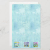 パセリーハーブガーデンイラストレーションブルーウォーター色 便箋 (正面/裏面)
