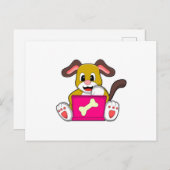 パソコンを抱えた犬 ポストカード (正面/裏面)