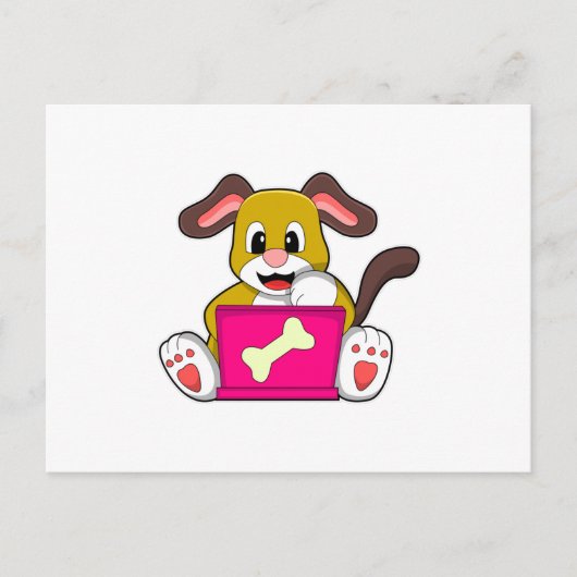 パソコンを抱えた犬 ポストカード (正面)