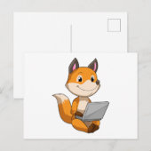 パソコンを持ったキツネ ポストカード (正面/裏面)