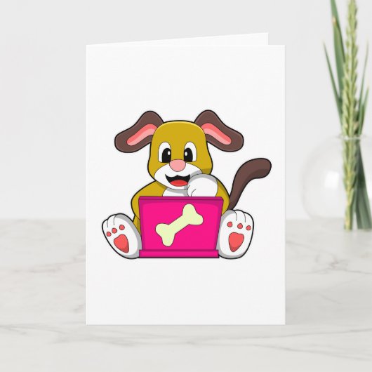 パソコンを持つ犬 カード (正面)