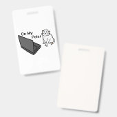 パソコン上の私 私の白猫の面白いミーム バッジ (正面＆裏面)