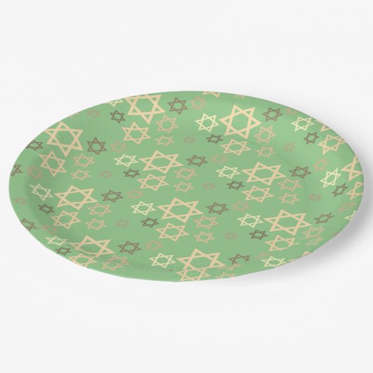 パソスタイリッシューバー春グリーンスターズ・オブ・デイビッド ペーパープレート (アングル)