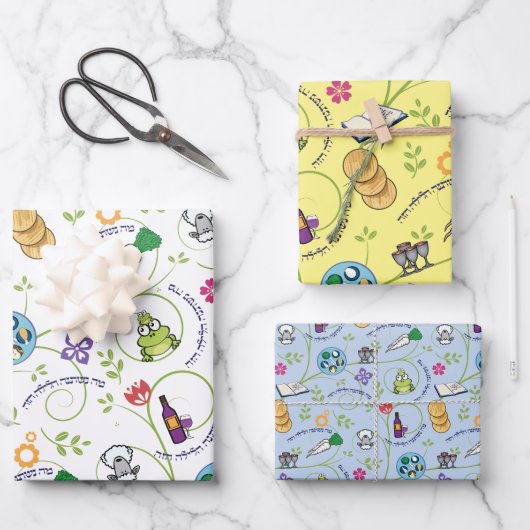 パソバーシーダーマッツァワインフロッグカラフル&おもしろい ラッピングペーパーシート (正面)