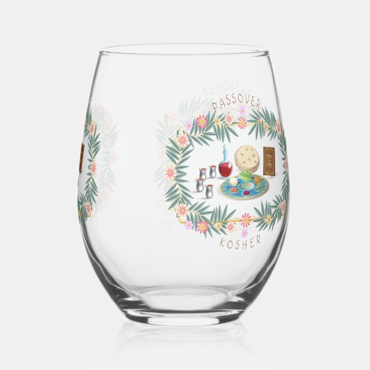 パソバーセダーコーシェールペサチマッツァ ステムなしワイングラス (裏面)