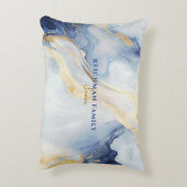 パソバーセデルブルー&フェイク金ゴールドアゲートパーソナライズされた アクセントクッション (裏面(縦))