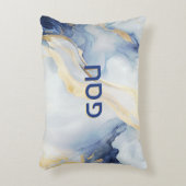 パソバーセデルブルー&フェイク金ゴールドアゲートパーソナライズされた アクセントクッション (正面(垂直))