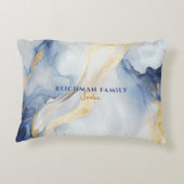 パソバーセデルブルー&フェイク金ゴールドアゲートパーソナライズされた アクセントクッション (裏面)