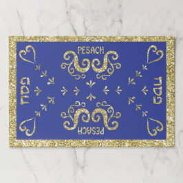 パソバーティアウェイランチョンマットパッド/ブルー，金ゴールド ペーパーパッド